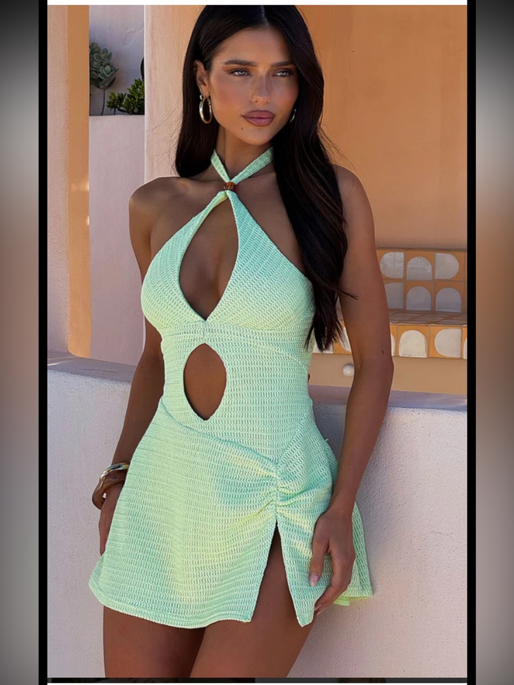 New! That’s So Fetch  SZ 4, lime green caribbean cut out mini dress.